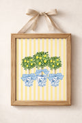 Striped Lemon Grove Trio Ready To Frame Canvas Print
