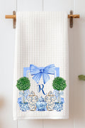 Personalized Preppy Ginger Jar Garden Waffle Kitchen Towel *Choose Your Initial