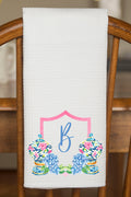 Personalized Preppy Petals Ginger Jars Waffle Kitchen Towel *Choose Your Initial