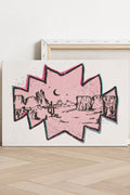 Pink Mesa Moonrise Stretched Canvas Print
