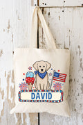 Personalized Patriotic Trio Blue Bandana Small Canvas Tote *Personalize Your Name