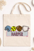 Personalized Softball Small Canvas Tote *Personalize Your Name