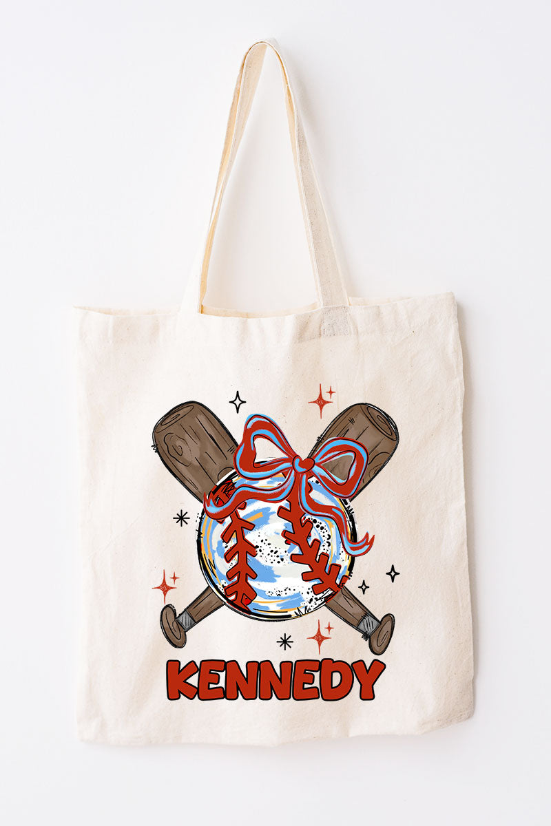 Personalized Coquette Home Run Hitter Small Canvas Tote *Personalize Your Name