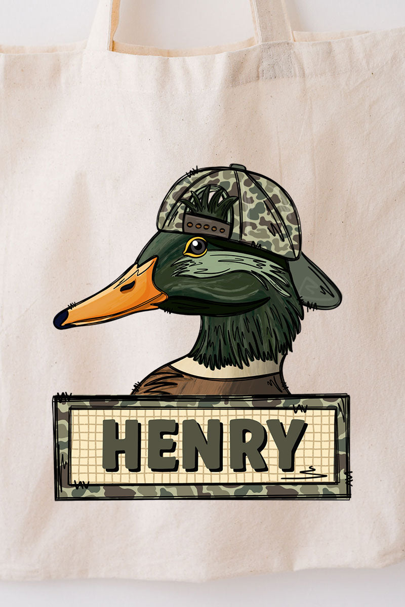 Personalized Little Mallard Small Canvas Tote *Personalize Your Name
