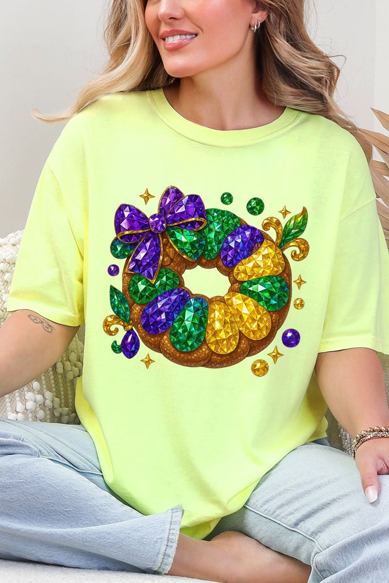 Faux Rhinestone King Cake Comfort Colors Adult Ring-Spun Cotton Tee