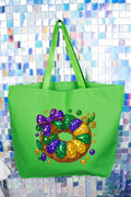 Faux Rhinestone King Cake Canvas Jumbo Tote